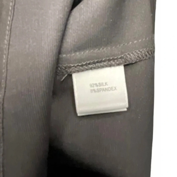 ST JOHN Black Button Up Blouse Sheer Long Sleeve Size XL Business Preppy New - Picture 7 of 8